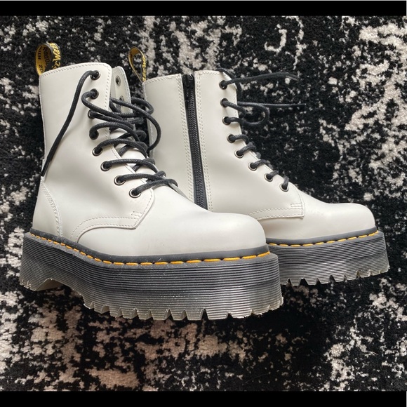 Dr. Martens Shoes - White Leather Lace up Platform Dr. Martens (never been worn!!)